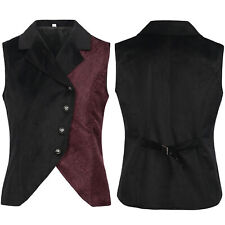 Gothic Steampunk Victorian Cosplay Waistcoat Mens Brocade Tailored Formal