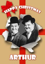PERSONALISED LAUREL AND HARDY CHRISTMAS CARD