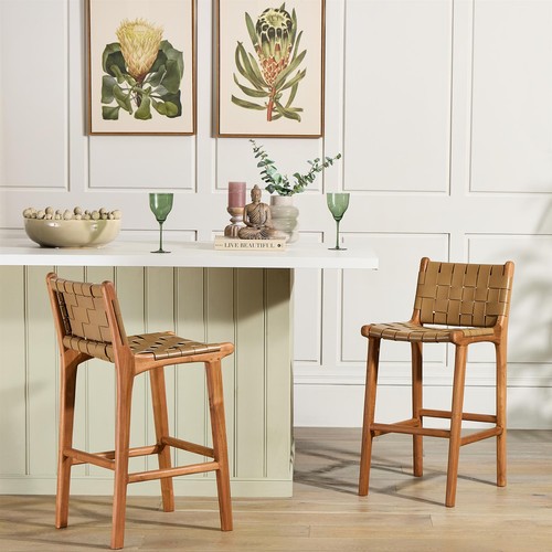 Bar stool taupe - stool, leather