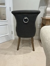 GREY DINING CHAIR WITH SILVER KNOCKER BACK AND STUDS