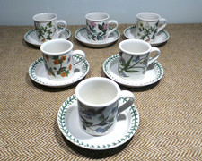 Set of 6 Portmeirion Botanic Garden Espresso Coffee Cups / Cand and saucers VGC