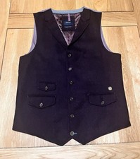 White Stuff Men’s Wool Blend Herringbone & Paisley Burgundy Waistcoat Size M