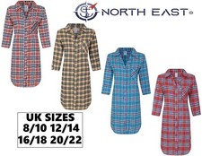 Ladies Nightie Button Through Nightshirt Brushed Cotton 3/4 Sleeve UK 8-22 New