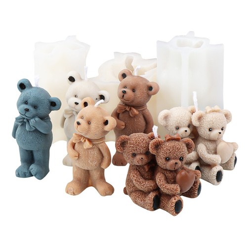 Bear candle molds - 3d, silicone