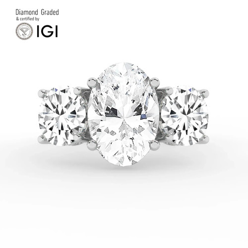 Oval diamond trilogy ring - oval,