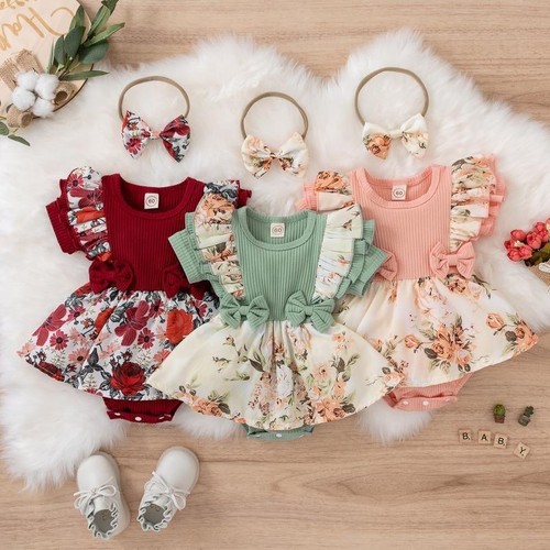 Newborn baby girls floral bow - newborn,