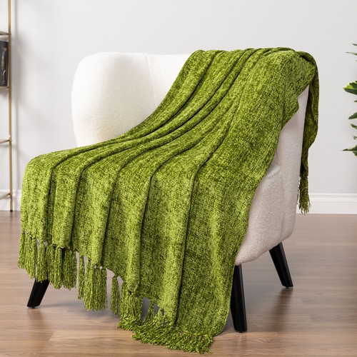 Soft chenille knitted throw - chenille,