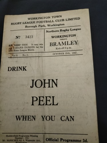 Vintage rugby league programme - vintage,