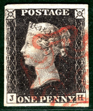 Penny black 1840 stamp - black,