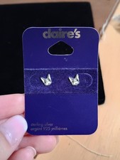 Claire's French Bulldog Stud Earrings Sterling Silver Colored
