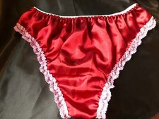 Red wine satin sissy frilly