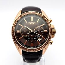 BRAND NEW GENUINE BOSS HB1513093 LUXURY BROWN LEATHER STRAP MENS WATCH