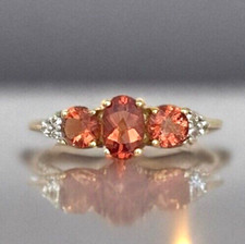 Orange Andesine Topaz Ring 9ct Solid Gold 1.6grams - Size O - BNWT