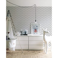 Polka Dot Renters Black and White Dots pattern Self Adhesive Wall Mural