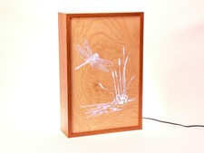 Dragonfly in Pond- Wood Veneer LED Meditation /Mood Light multi-colours, gift