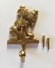 1 x Vintage New Old Stock Solid Brass Hound Dog  Coat Hooks Wall / Door Robe