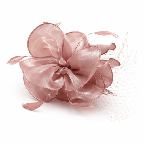 Dusky pink chiffon - , fascinator