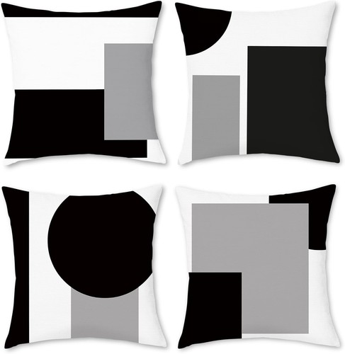 Black white and grey cushion - black,