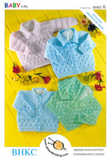 BHKC 6 Baby Knitting Pattern 4 Ply – Cardigans & Sweater Premature to 22"