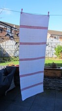 Antique French 1900/1910 Hand Woven Red Stripe Linen Fabric Length
