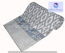 White Bed Runner Kantha Quilt