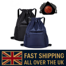 Drawstring Bag, Unisex Large Sports Backpack String Drawstring PE Bags, Black UK