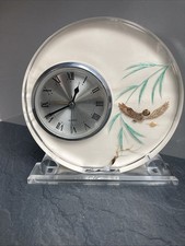 Working Perspex Deco Style Clock with Owl And Branch Diorama. 