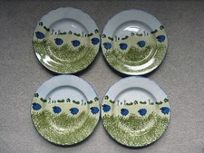 4 x Price Kensington Spongeware Green Trees Blue Sheep Dinner Plates 26cm