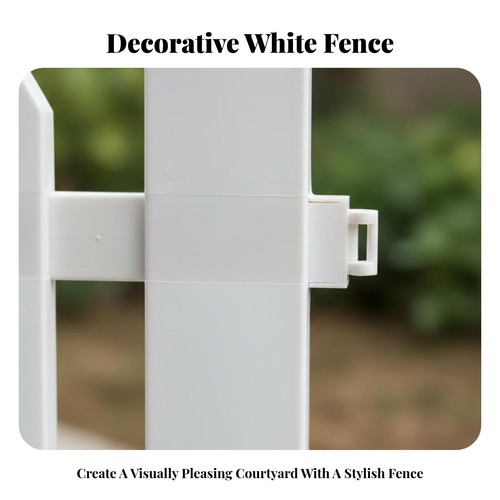 White plastic picket fence - white,