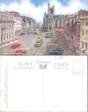 Castlegate Aberdeen with trams and cars Valentine Sons Ltd Cities Towns