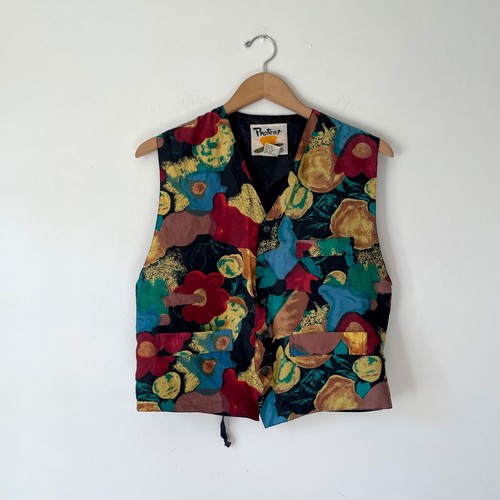 Vintage 90s silk vest - silk,