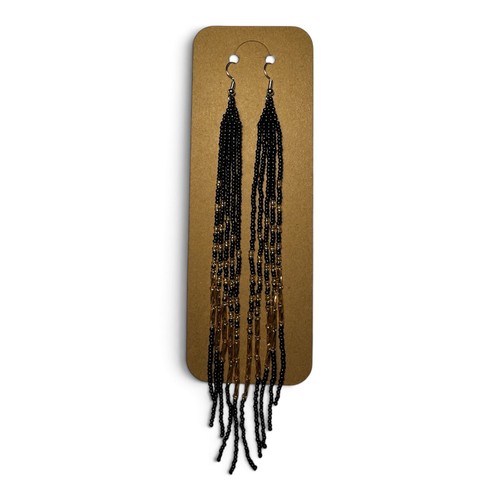 Long black beaded dangle - long,