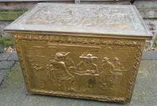 Vintage brass coal log box - coal, /