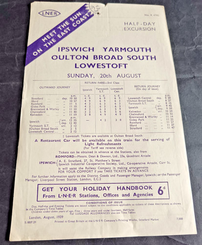 1937 railway handbill ipswich - handbill,