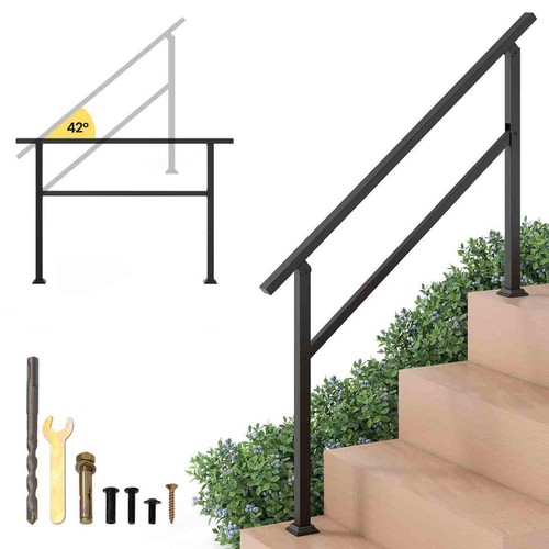 Black outdoor step handrail - outdoor,