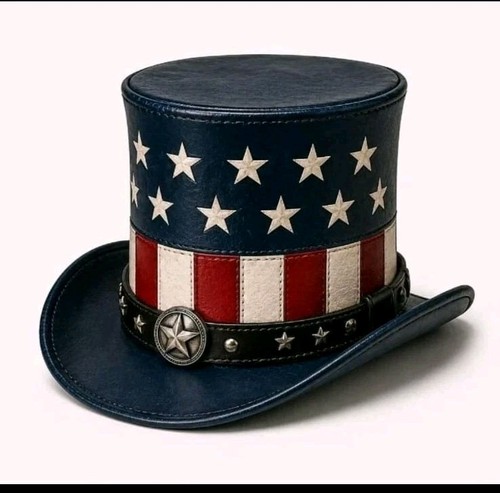 Patriotic leather top hat - leather,