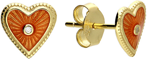 Gold heart stud earrings - gold,