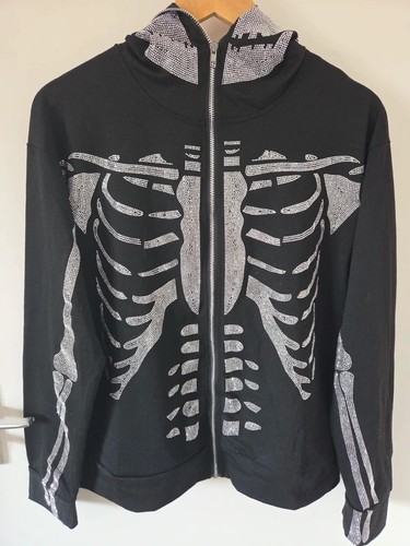 Rhinestone skeleton zip - zip, up