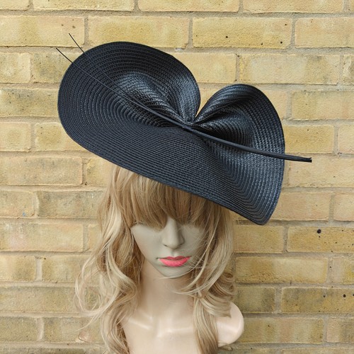 Black fascinator ostrich quill - fascinator,
