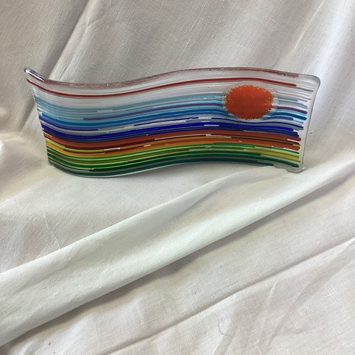 Fused glass wave sculpture - glass,