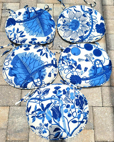 Blue white floral - blue, french