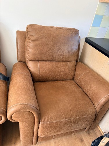 Brown leather piece sofa - leather, 3-piece