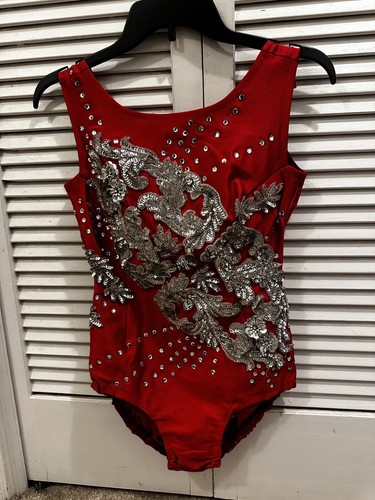 Vintage red sequin body suit - sequin,