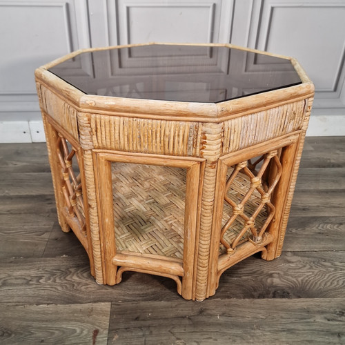 Vintage rattan side table - rattan,