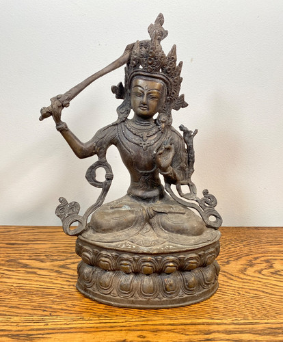Antique large bronze manjushri - antique,