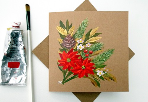 Real painting christmas - painting:, card