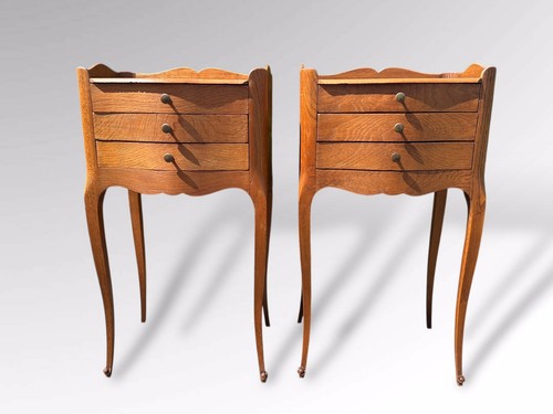 Pair french oak bedside - pair,