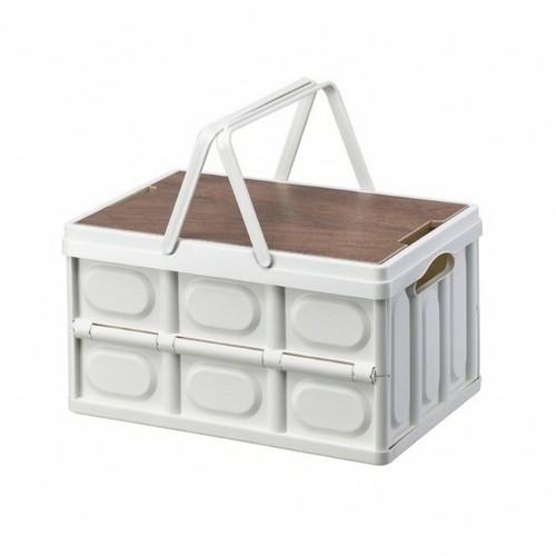 Foldable storage box with wood - foldable,