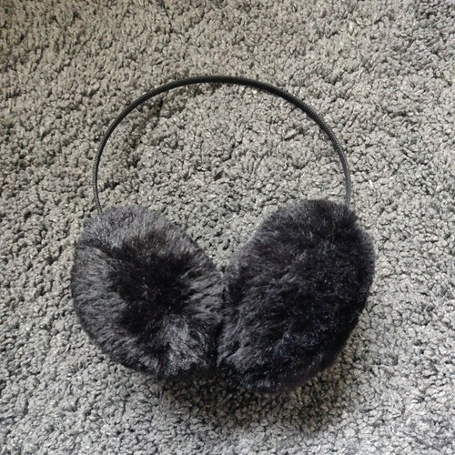 Black fluffy earmuffs - black, very