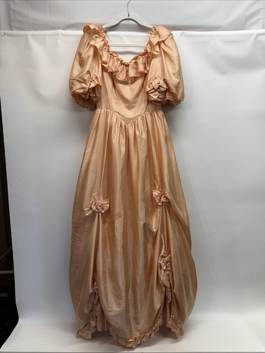 Vintage 70s peach taffeta prom - vintage,